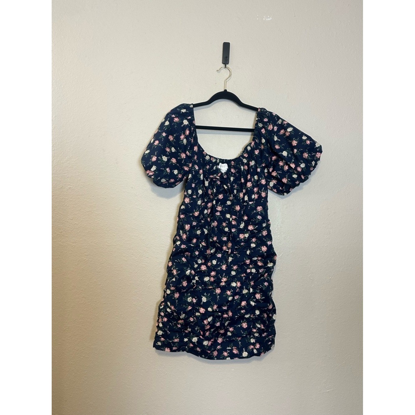 Apricot Milkmaid Dress Cottagecore Smocked Floral Mini Dress Size Large NWT