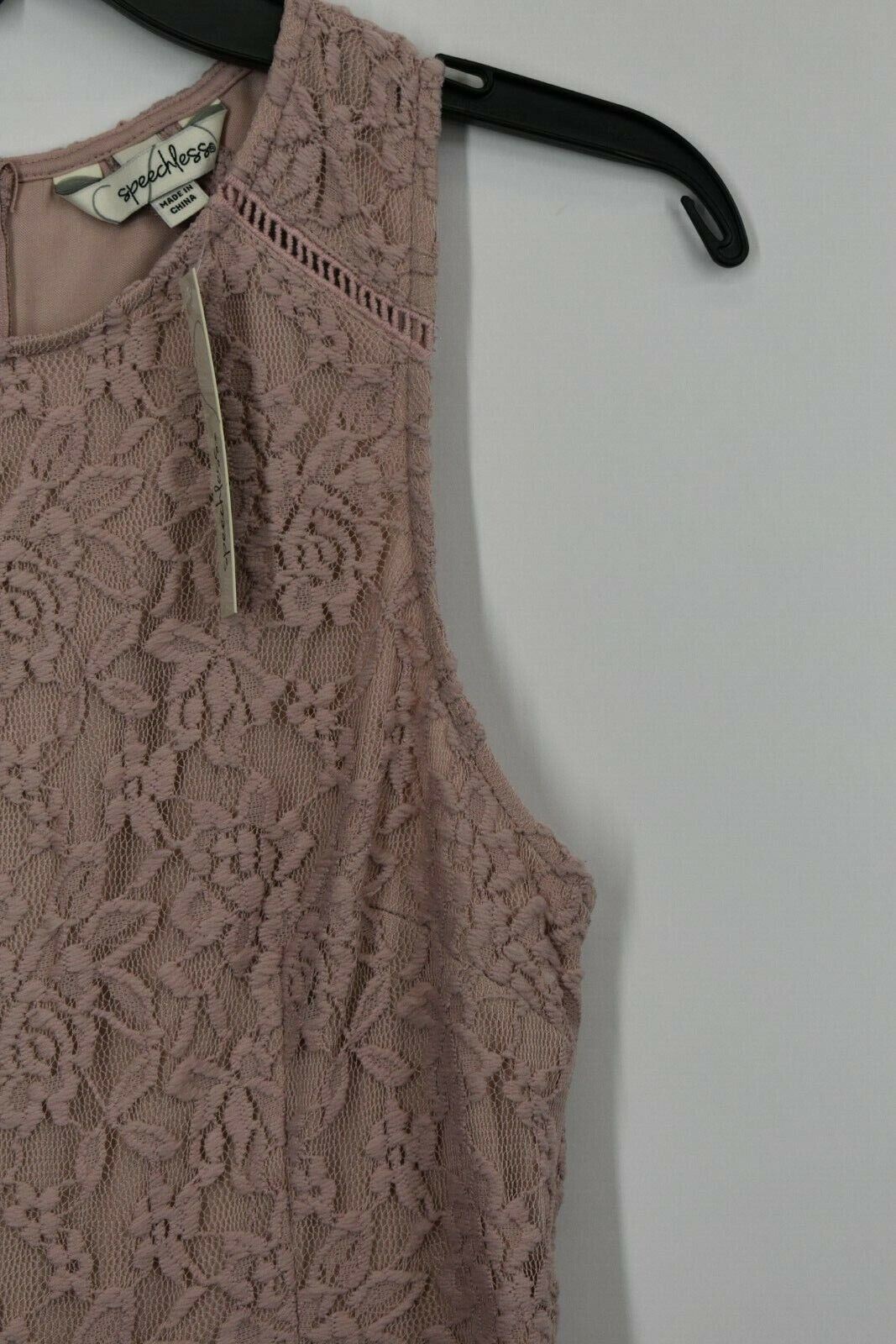 Speechless Womens Lace Bodice Ruffle Crepe Dress Jewel Neck Sleeveless Zip M