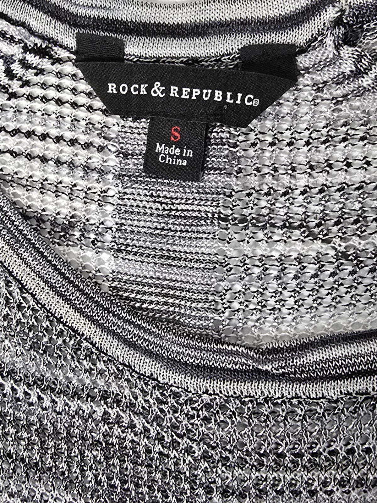 Rock & Republic Womens Crocheted “Chain Link” Dress Black/Gray Small (no slip)