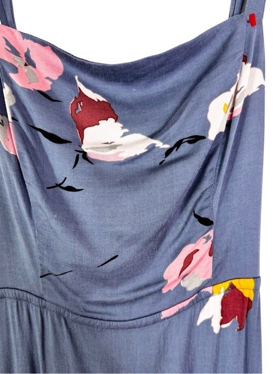Urban Outfitters Layla Straight Neck Tie Back Midi Dress Dusty Blue Size S