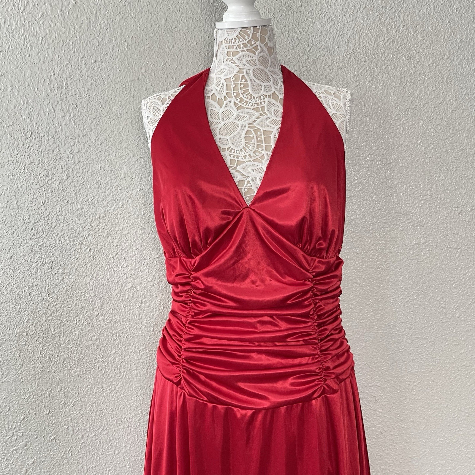 VTG Torrid Halter Midi Dress Plus 18 Shiny Mesh Trim Ruched Homecoming Y2K Glam