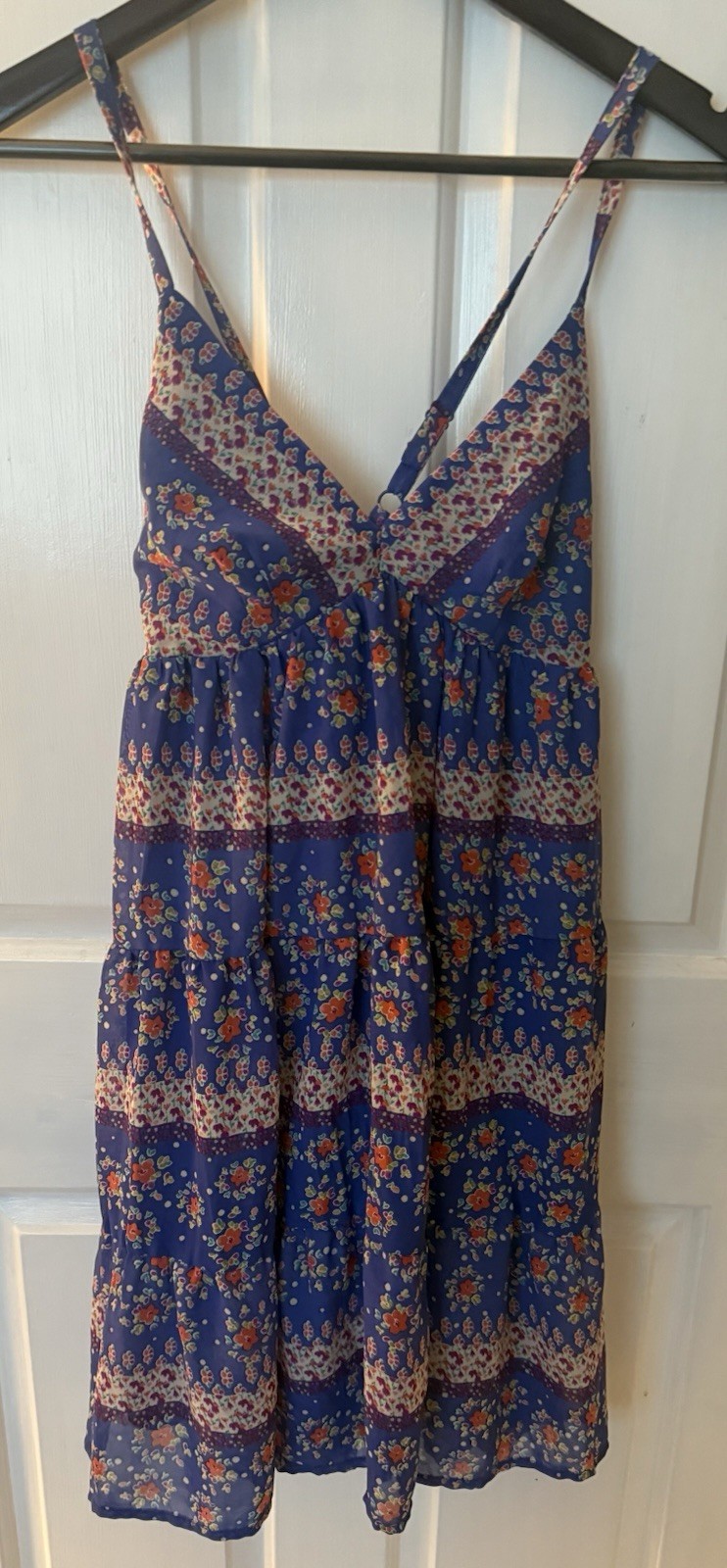 Mossimo Supply Co Women’s Small Blue Floral Boho Sundress Spaghetti Strap