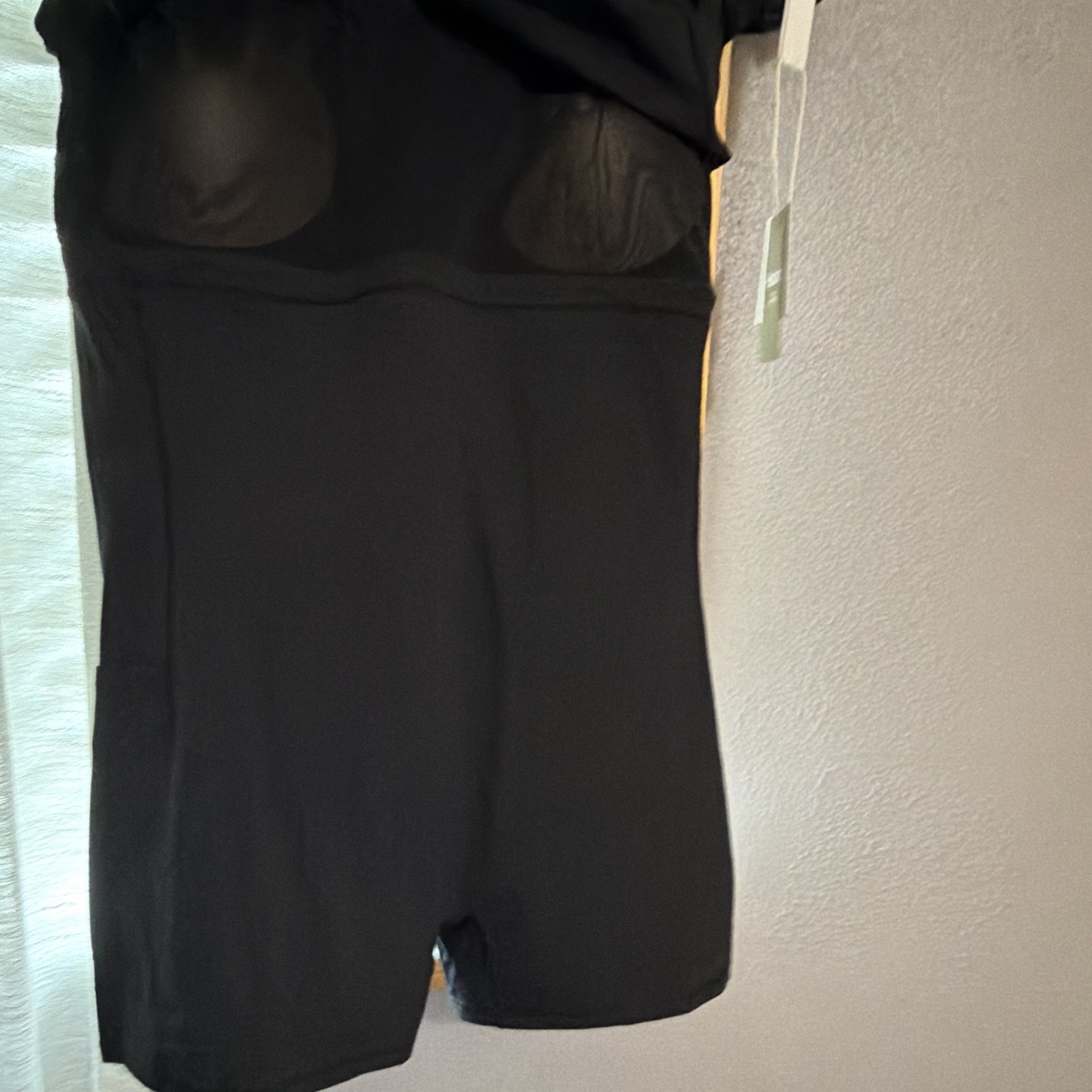 Halara SoftlyZero Plush Black Square Neck Short Sleeve Romper Size LX