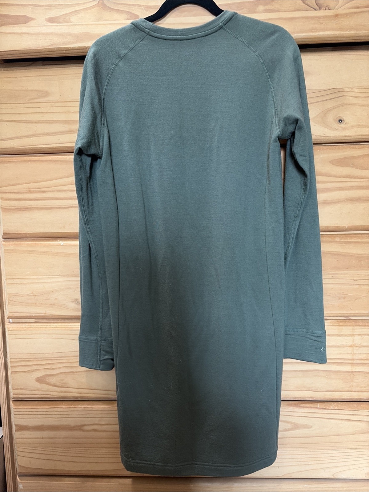 Ridge Merino Hyde Dress 100% Wool Olive Green Zip Pockets