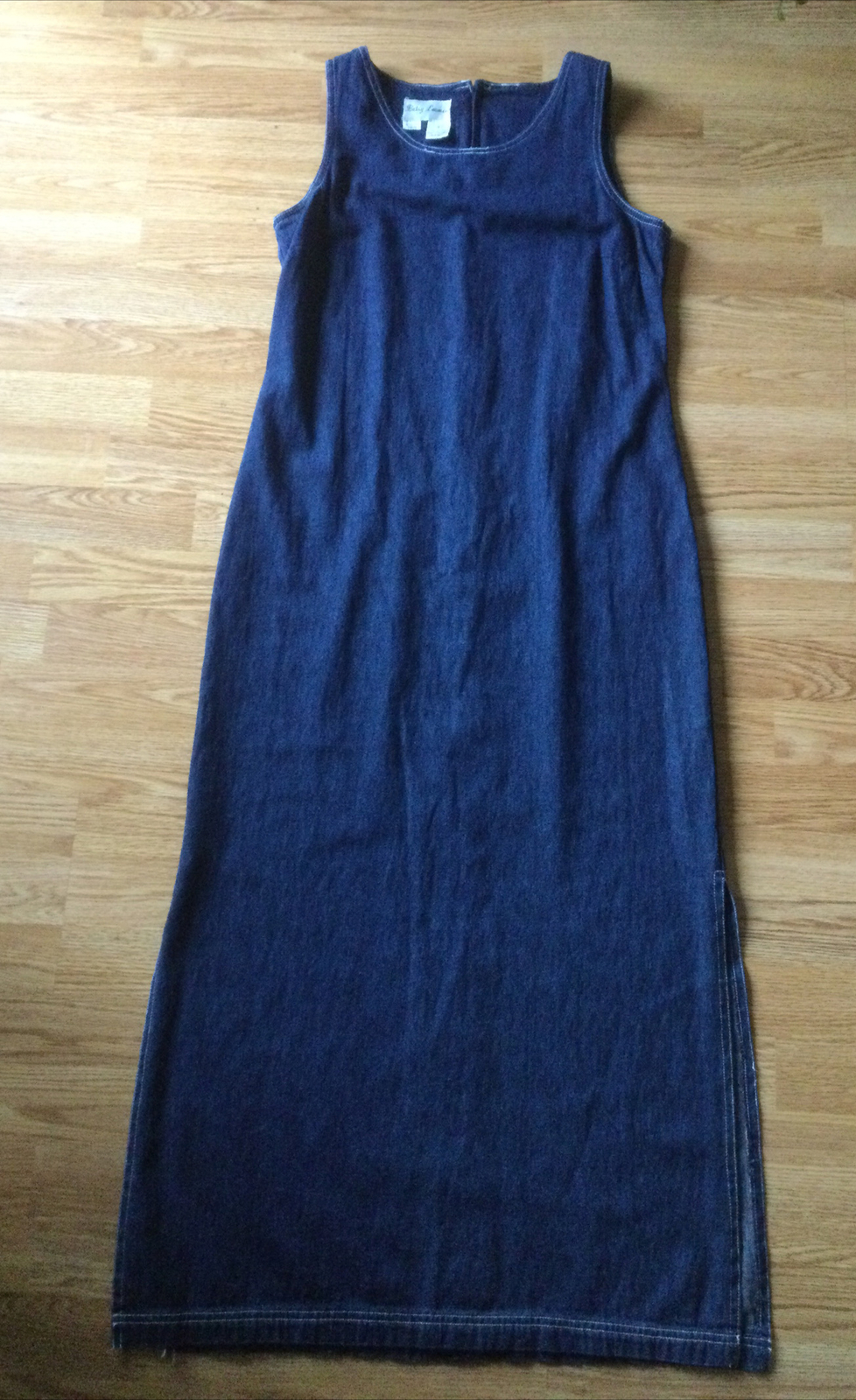 Betsy Lauren Denim Sleeveless Maxi Dress (8 ) Blue Side Slits