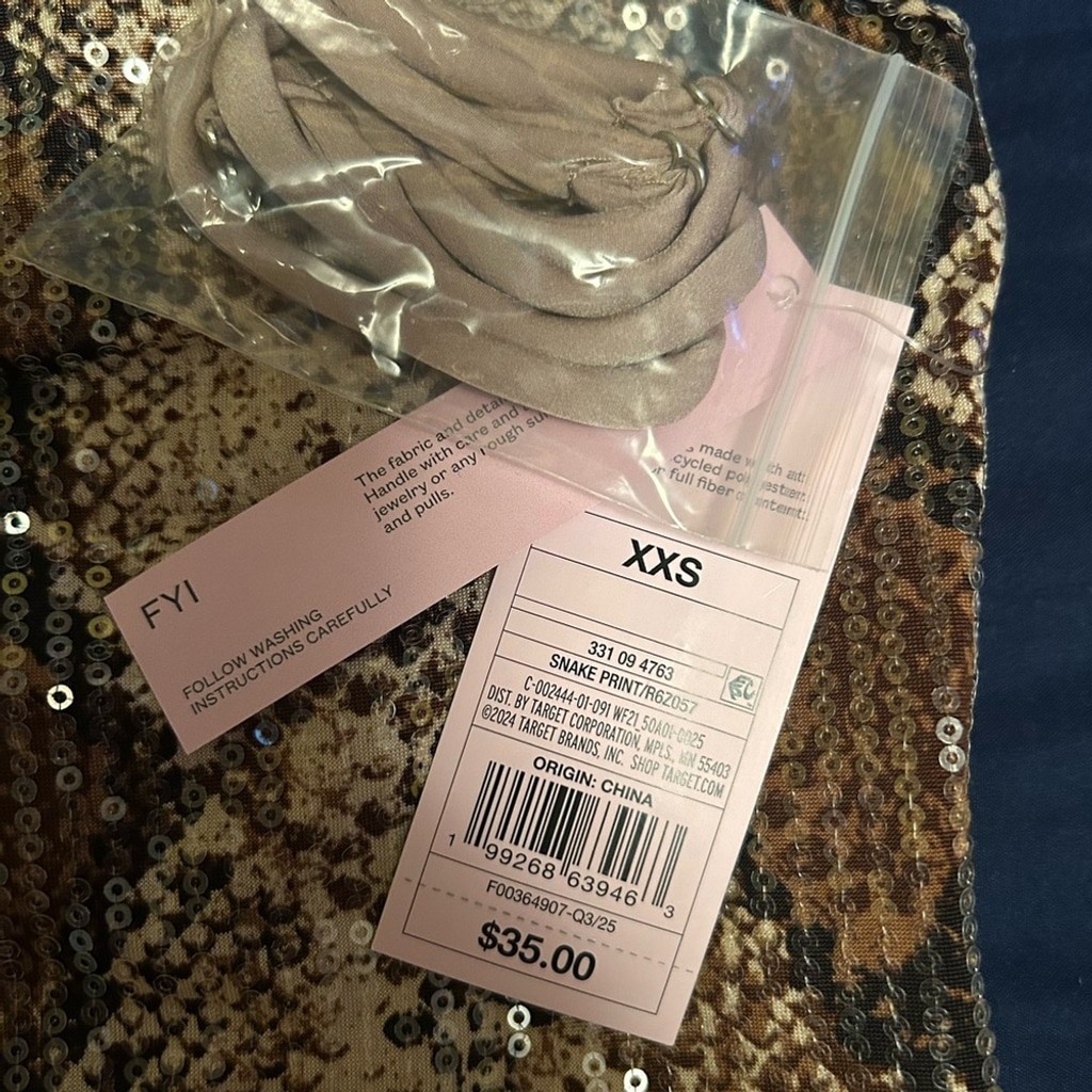 Wild Fable Snake Print Sequin Midi Skirt XXS | Brown Animal Print | Y2K Glam | N