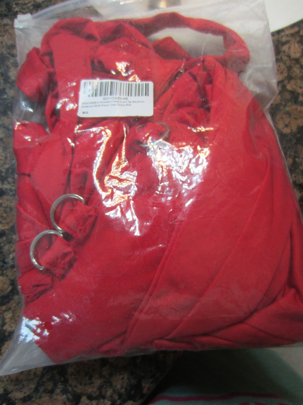 NWT women’s sexy lace up sexy midi party dress Beagimeg Size S red color