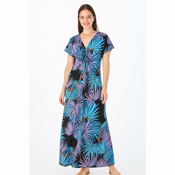 Gypsy by Mara Hoffman XL Tropical V-Neck Maxi Dress