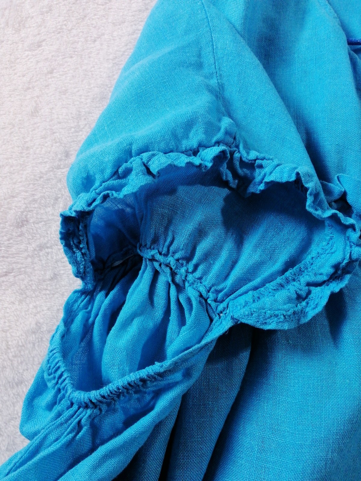 Kit and Kaboodal 100% Linen Turquoise Boho Tunic Dress One Size Oversized
