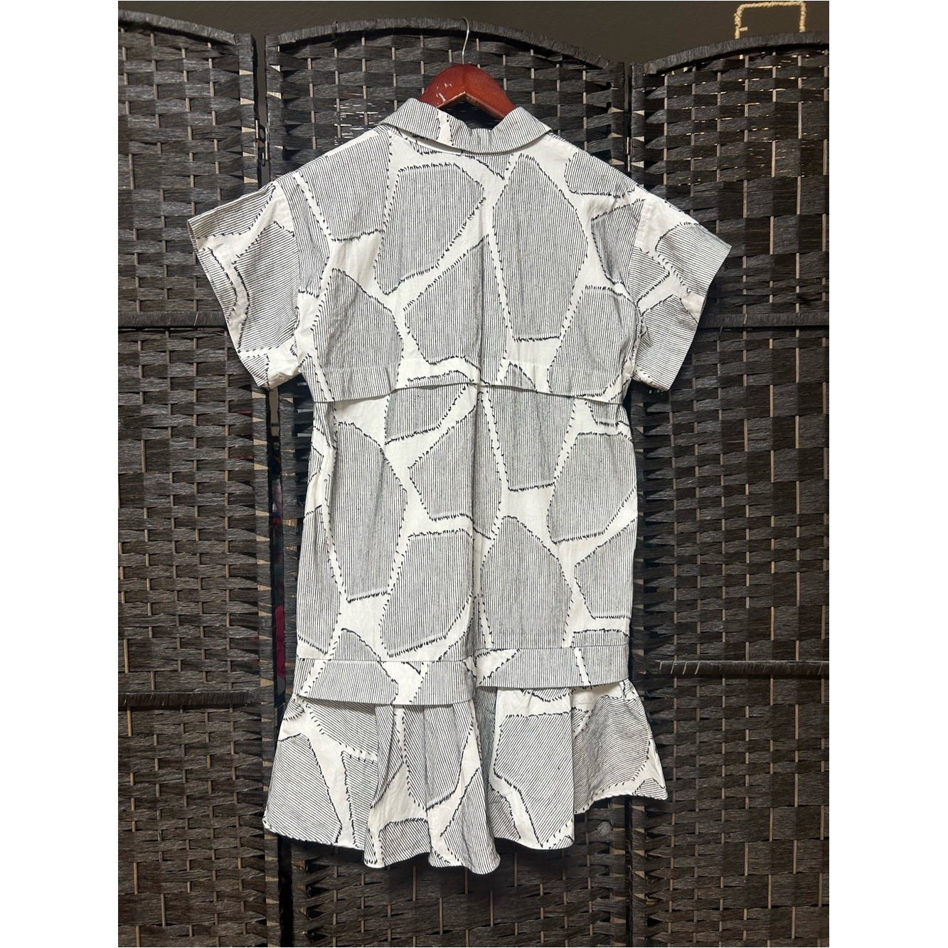 Hunter Bell Printed Addison Dress medium cotton blend black white textured