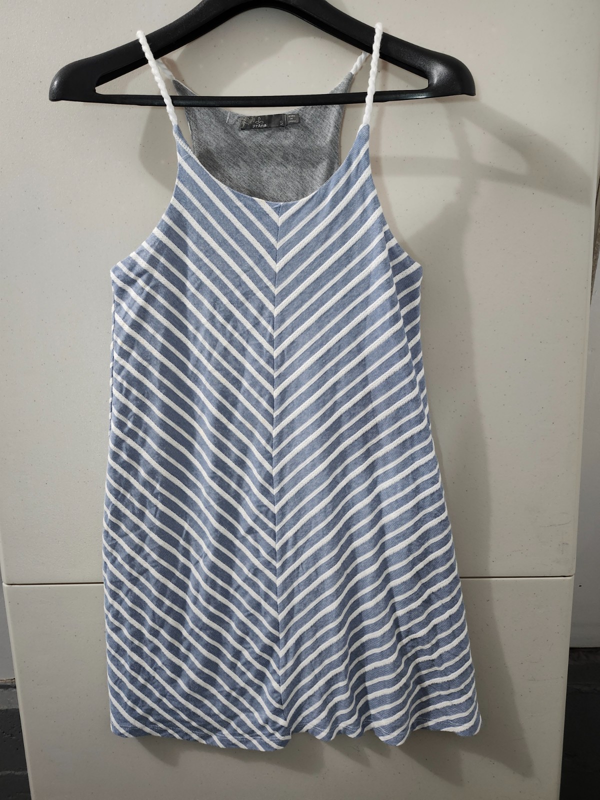Prana Dress Womens S Blue Seacoast Mini Tank Stripe Organic Blend Outdoor Beach