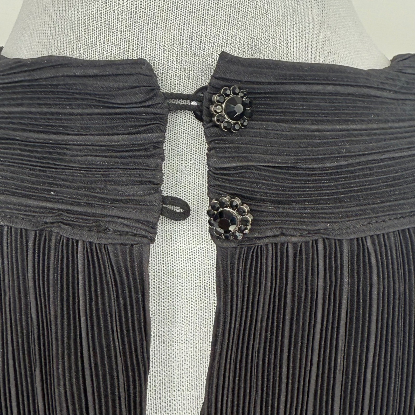 CIEBON Black Pleated Bias Cut Ruffle Mini Dress Size S NWT