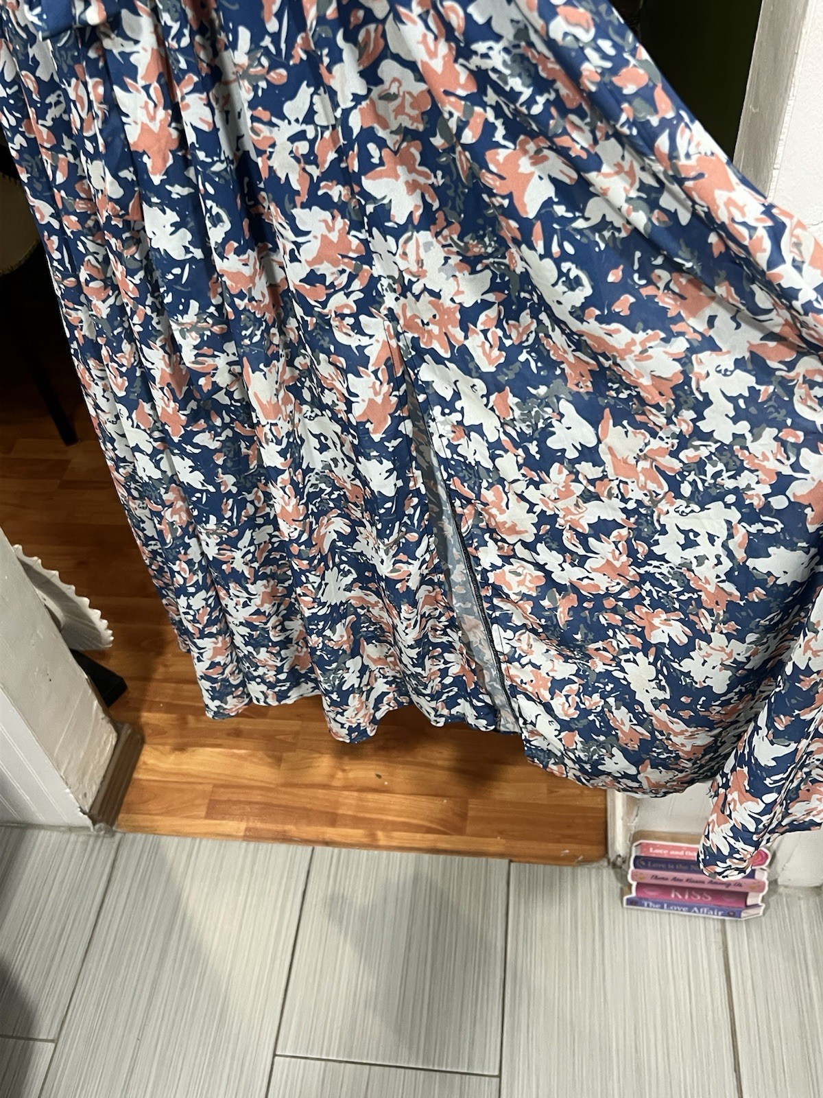 Anrabess XL Rose Floral Chiffon Half Sleeve Kaftan Party Dress Maxi Slit