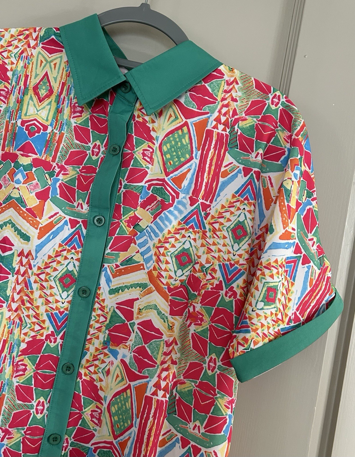 Women’s Dress Straight Button Front Collard Multicolor SEE MEASUREMENTS NWOT