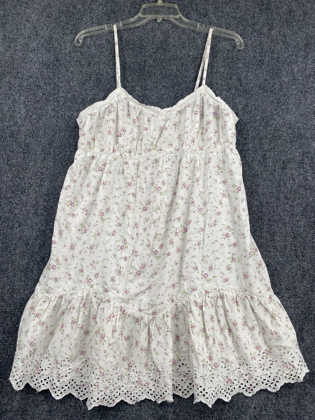 Rachel Ashwell The Prairie Floral Ruffled V-Neck Camisole Dress With Lace Accent