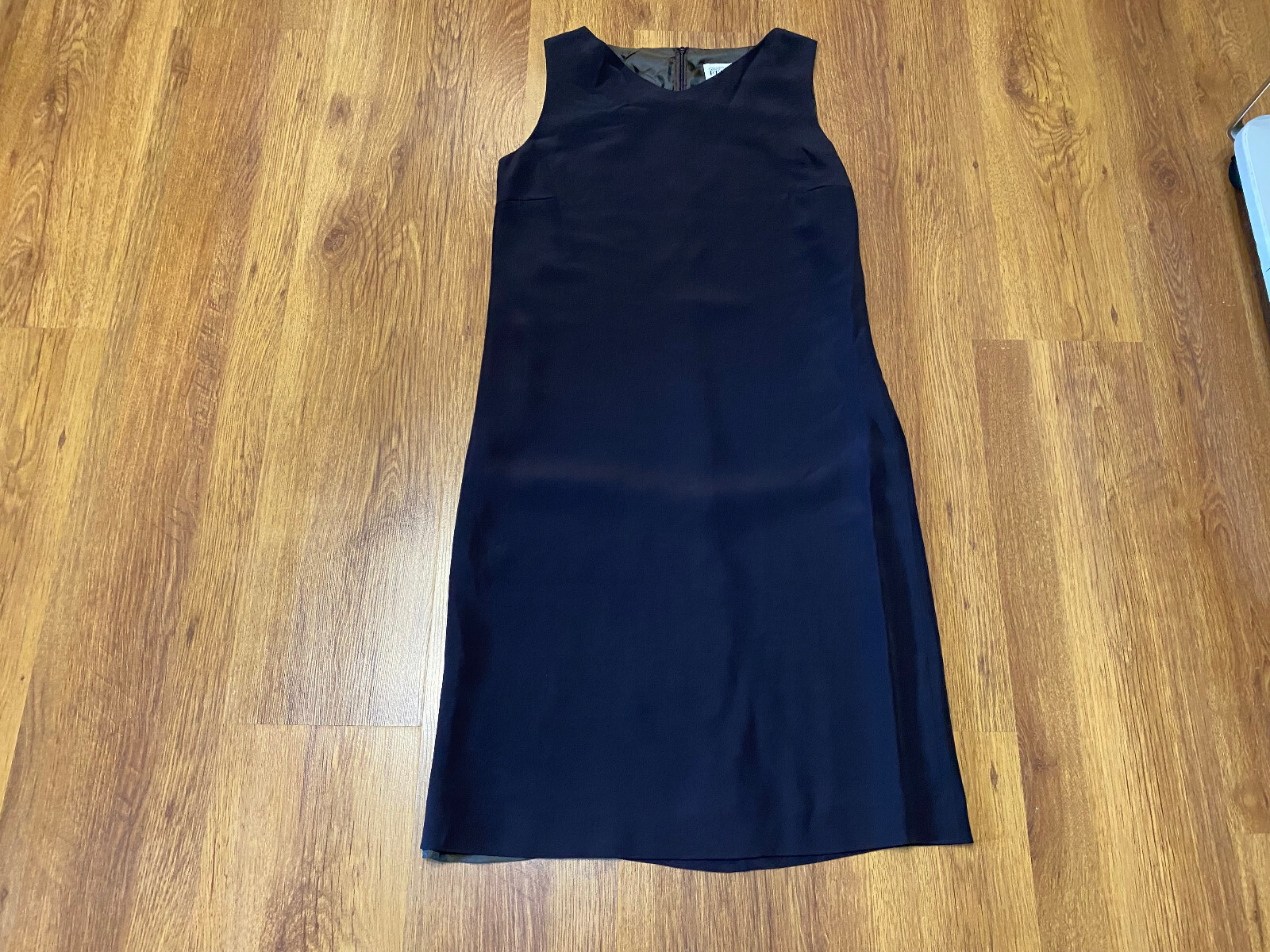 GIANFRANCO FERRE STUDIO DARK BROWN CREPE PENCIL SLEEVELESS DRESS-IT 42,UK 10