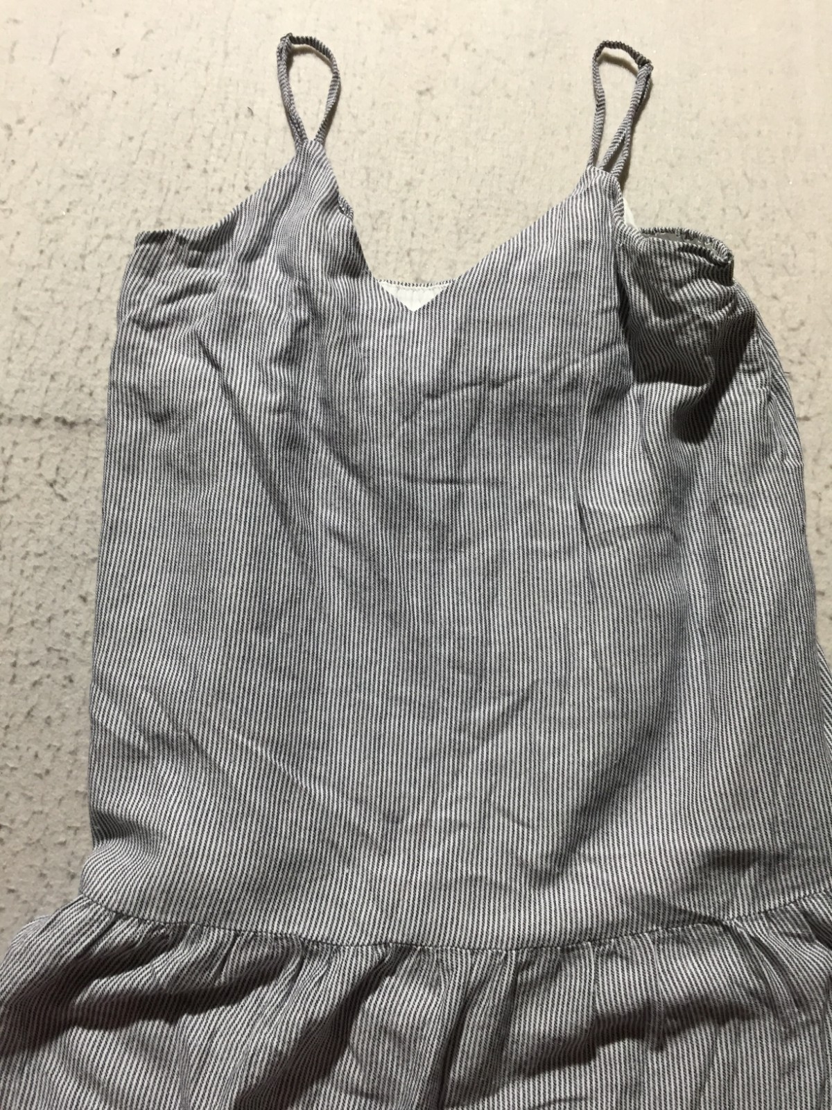 Wishlist Tank Dress Womens M Medium Gray White Striped V Neck Flowy Bottom