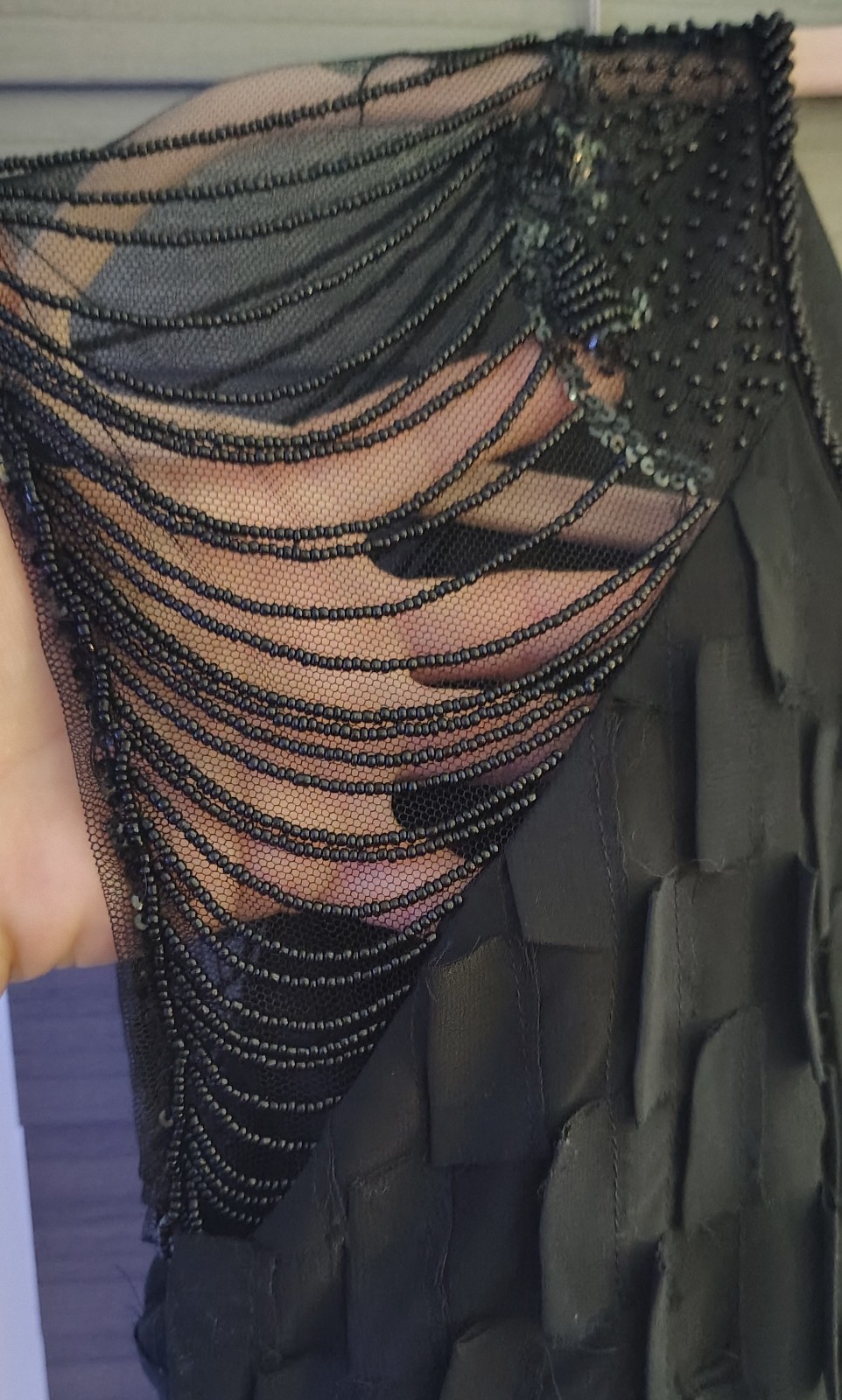 RYU Boutique Black Beaded Fringe Dress- Romantic- Dark Academia-Gothic Romance