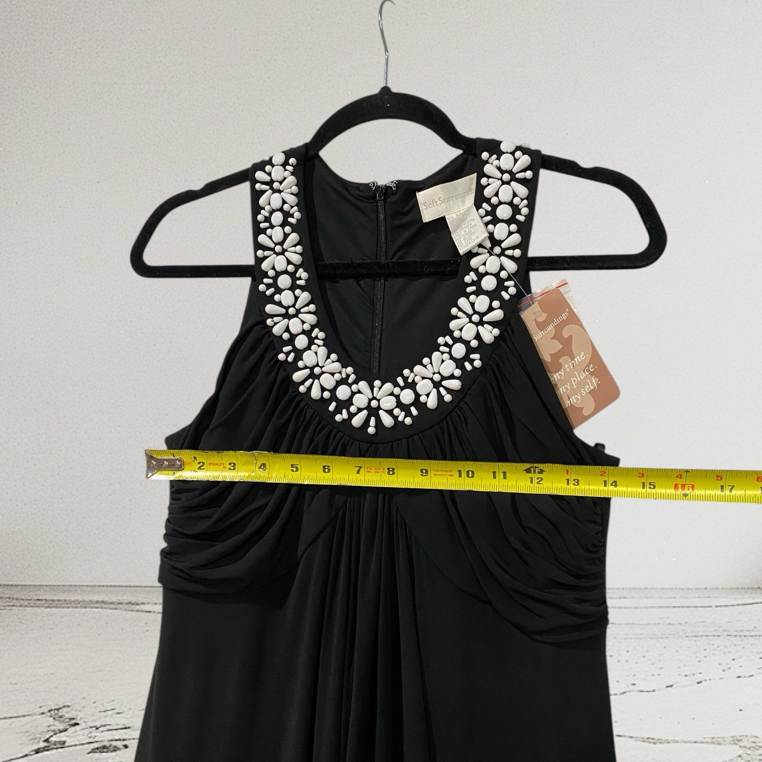 Soft Surroundings Black Beaded Maxi Dress Size XS Elegant Summer Party Event NWT