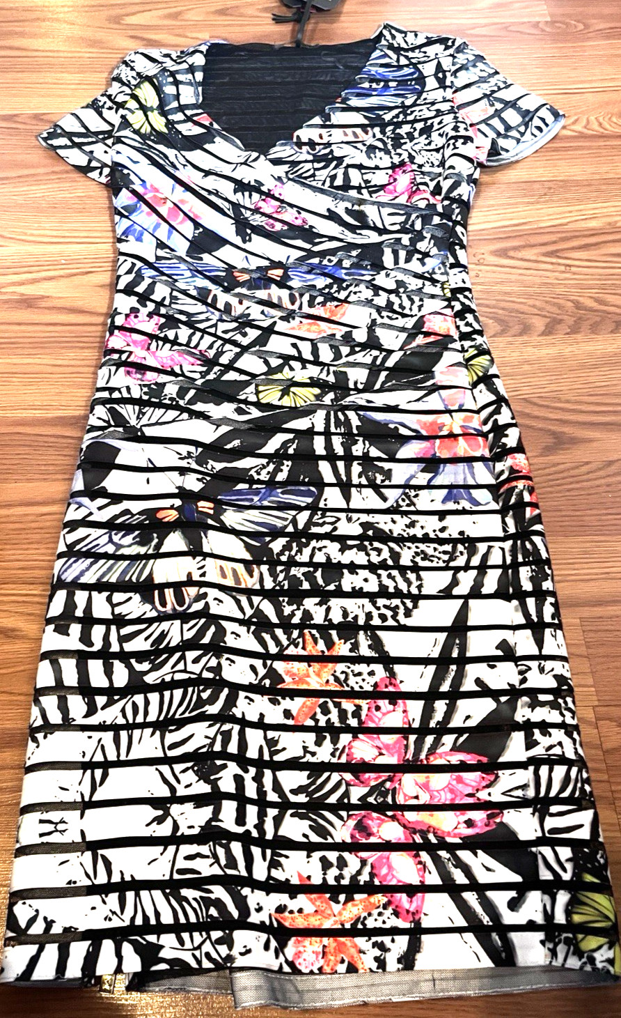 NEW Étoile Collection Ruffle Layered Floral Dress Size L Designer Art Resort NWT