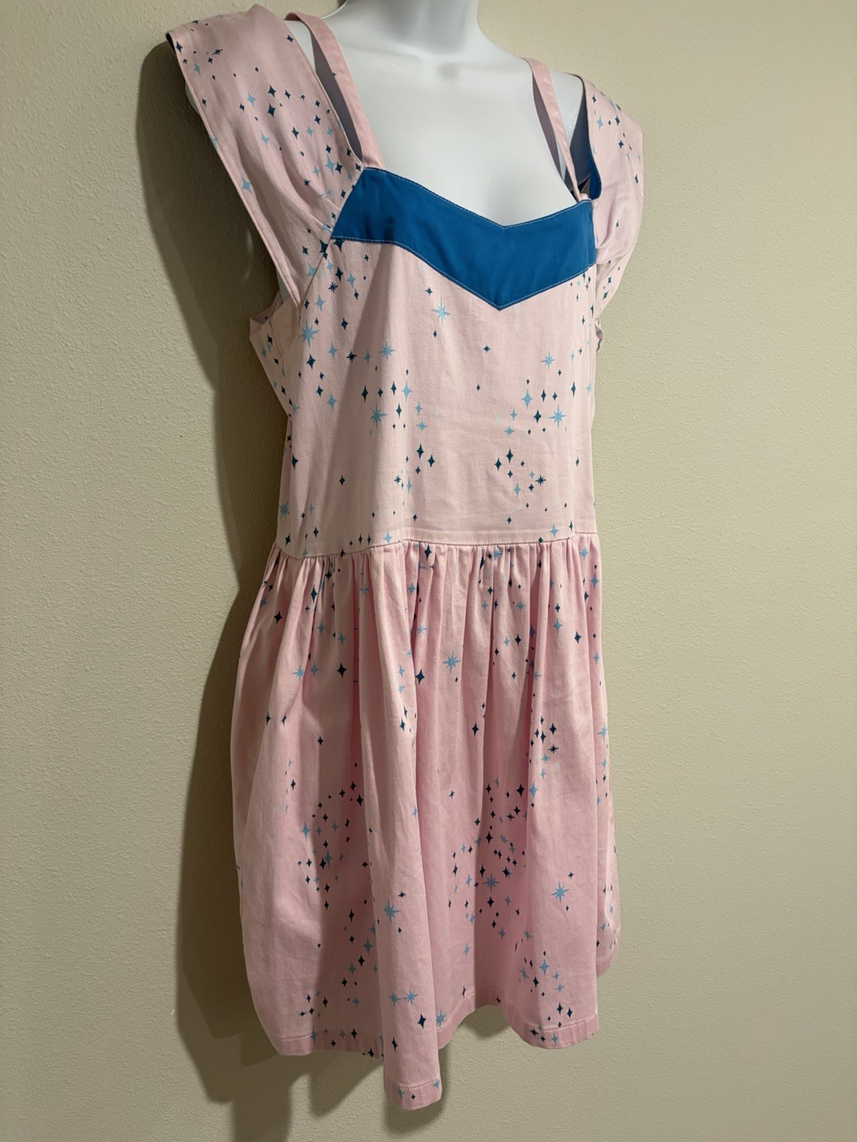 Lady De Couture Fit & Flair Dress~L~Retro 50s Pink Star Print Rockabilly Cotton
