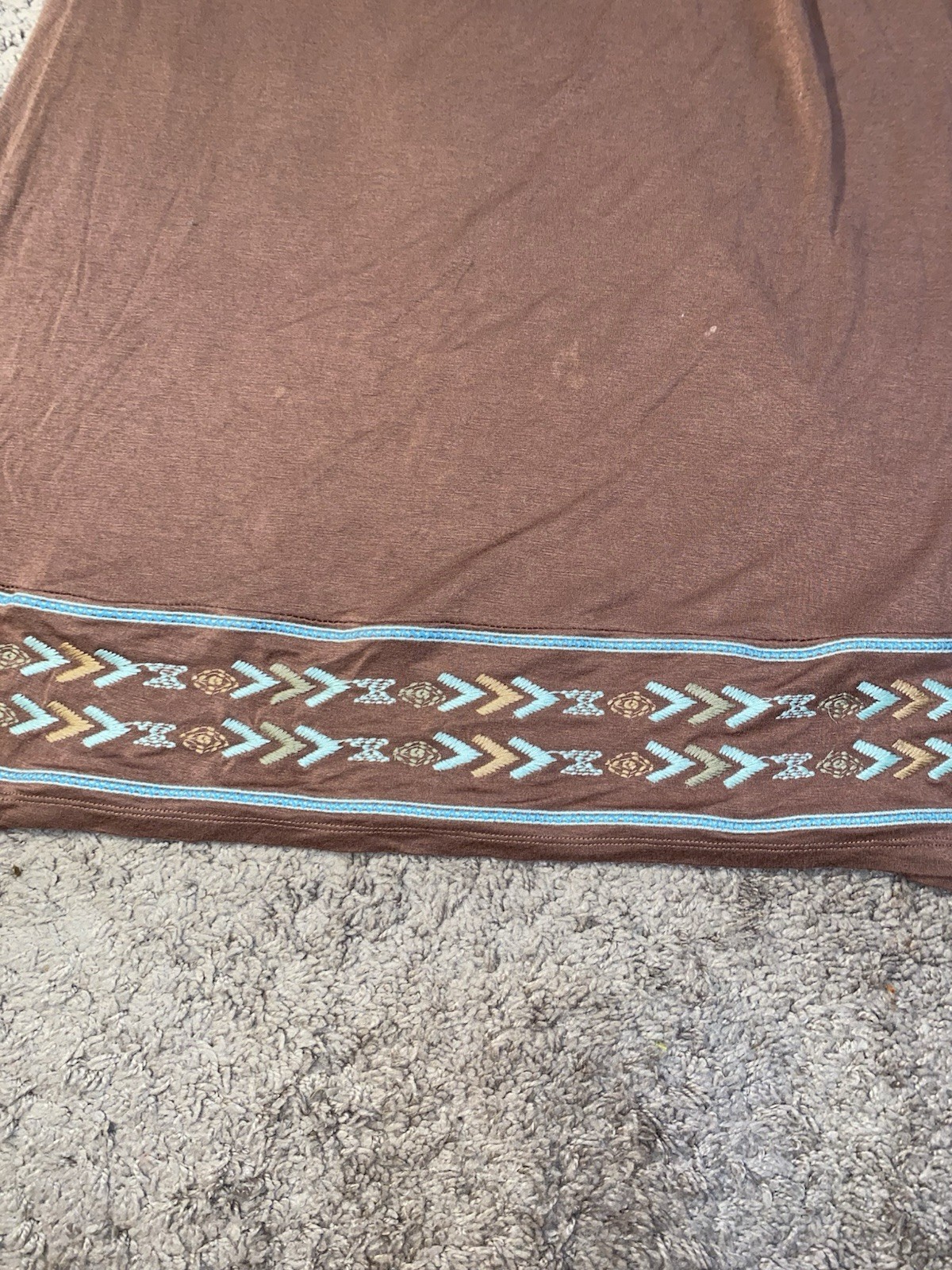Theme Womens Medium Brown Sleeveless Dress Embroidered Boho Southwestern