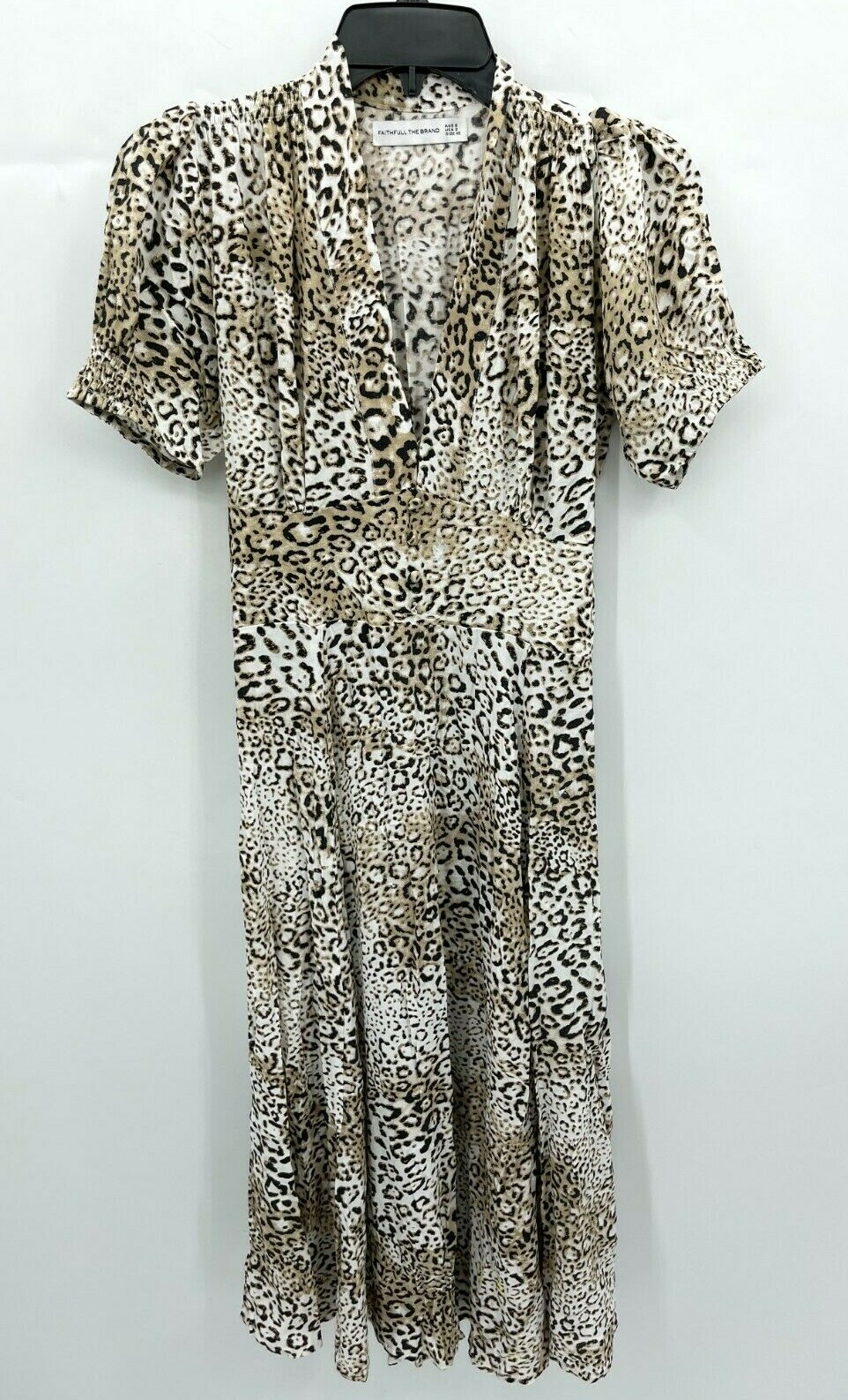 Faithful the Brand Dress Womens 2 Mixed Animal Print Puff Sleeve Maxi Boho Fairy