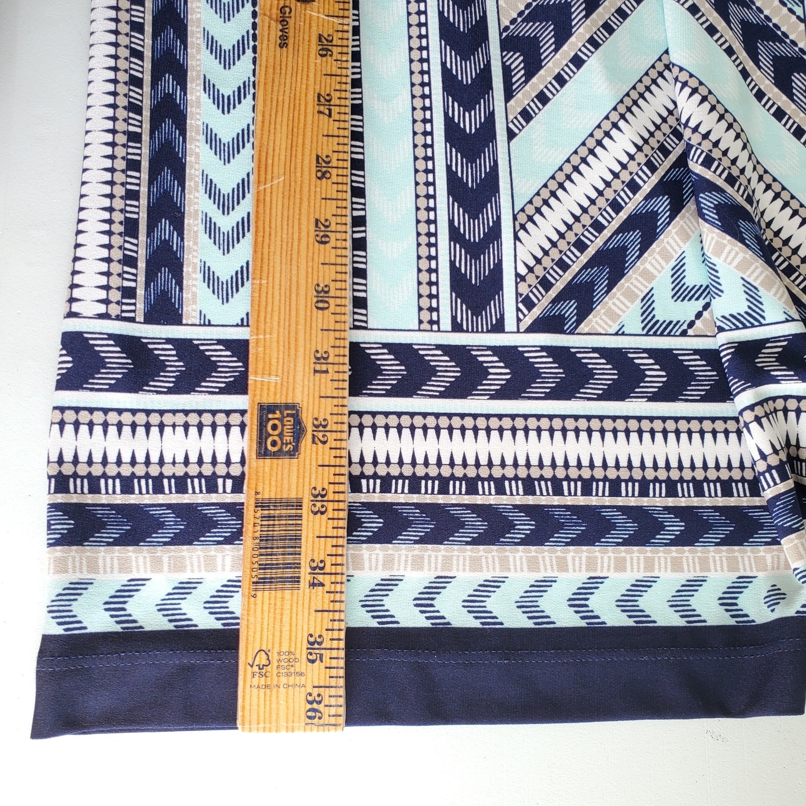 Blue White Scarf Print Jersey Shift Dress 10 Career Classic Church Holiday