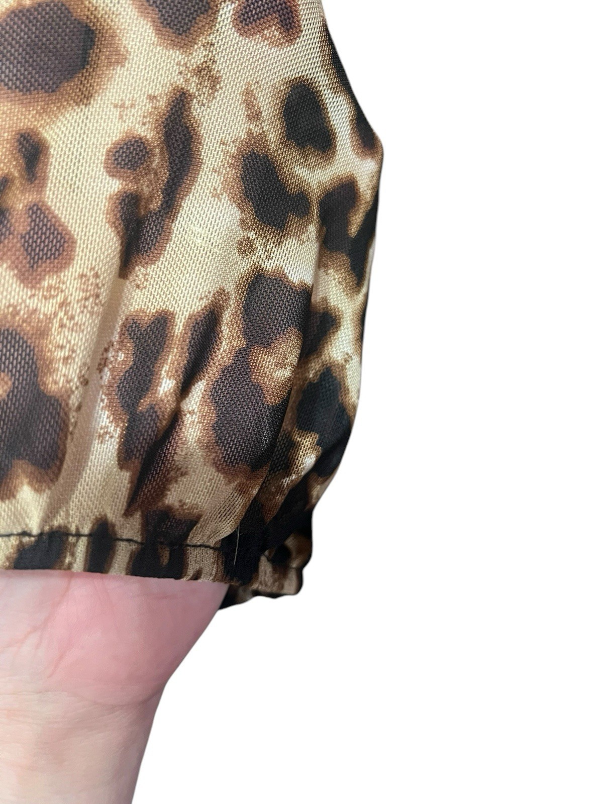 Leopard Maxi Modest V Neck Sheer Quarter Sleeve Business Church Boho Dress Sz XL
