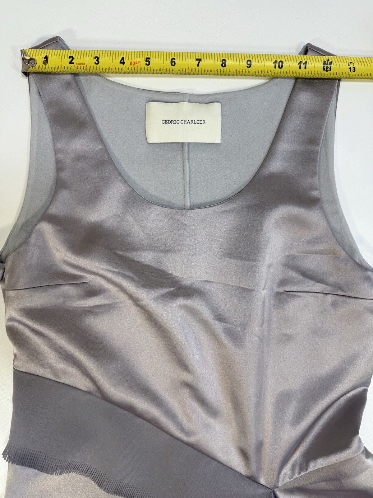 Cedric Charlier Resort 2020 Silk Asymmetrical Dress Gray NWT Size 40 #5