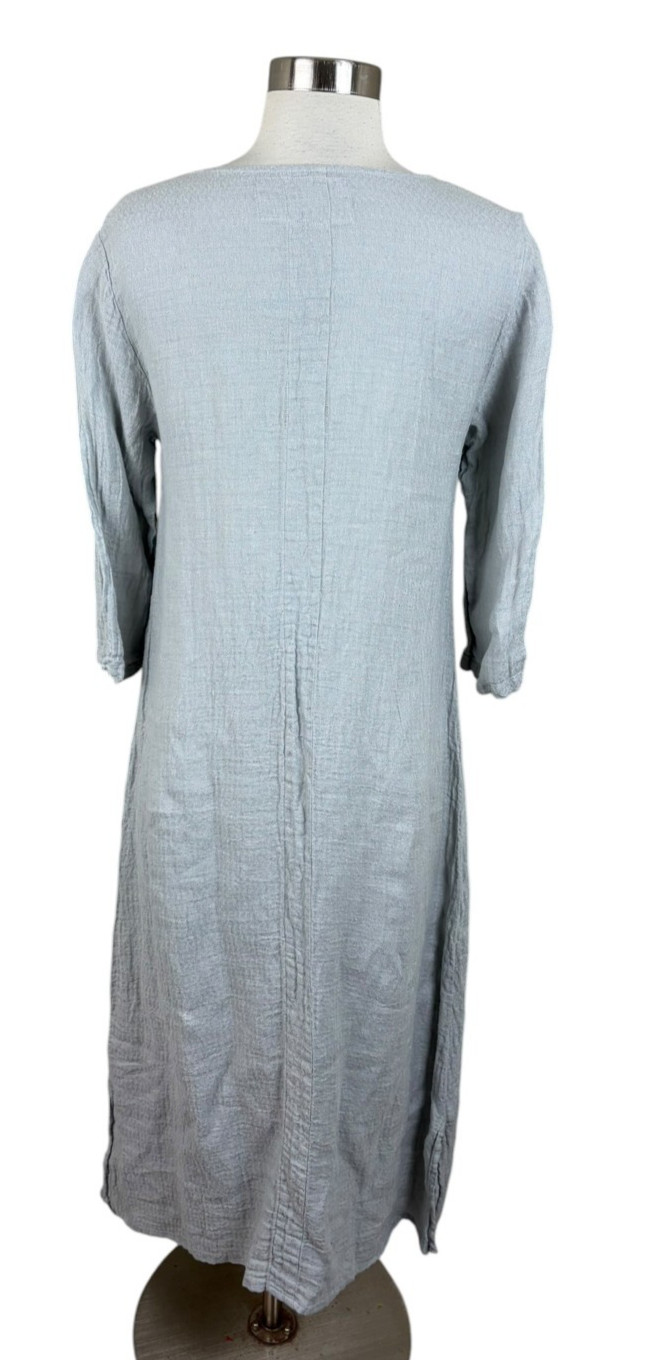 GRIZAS Washed Linen Neutral Gray Minimalist Lagenlook Maxi Dress Size XS