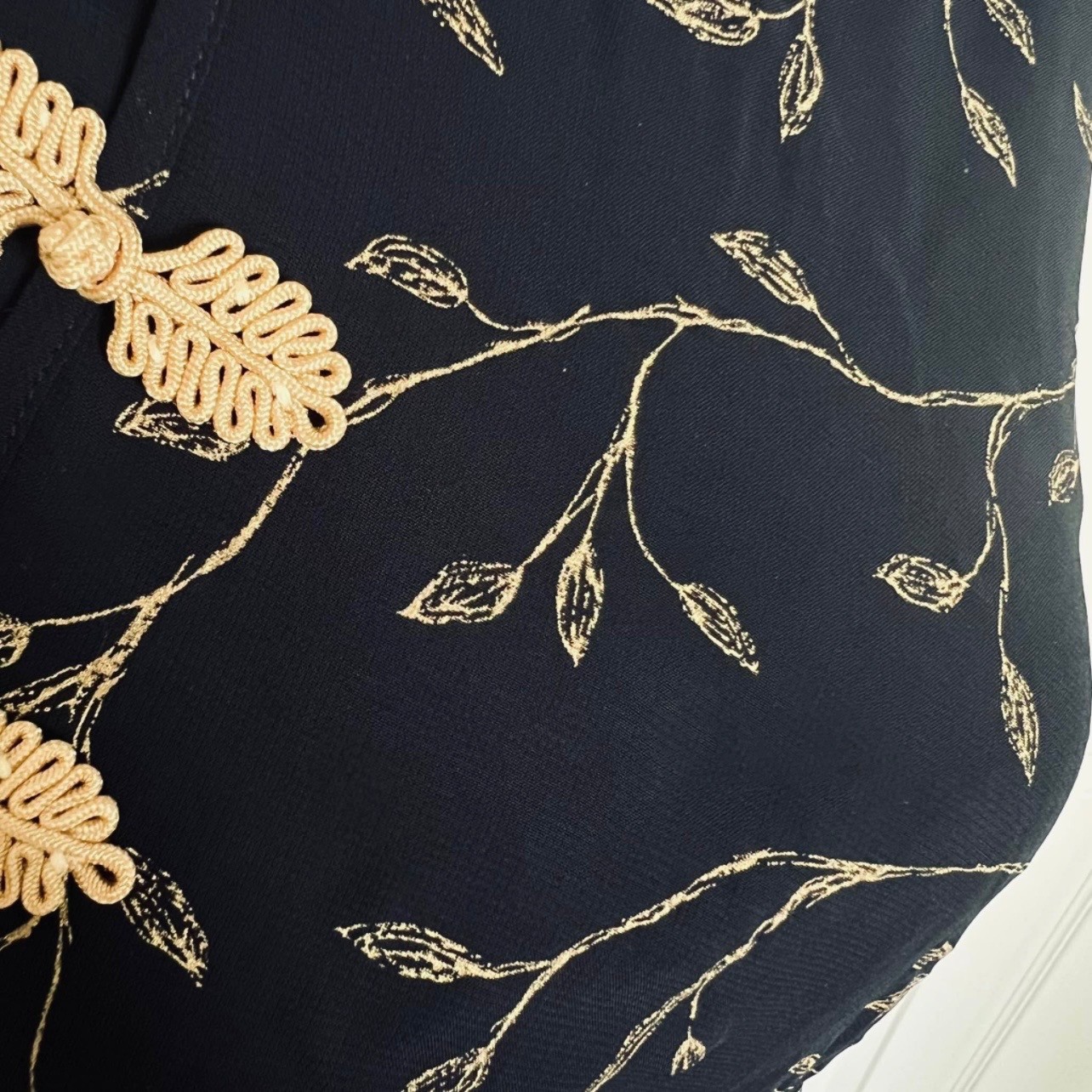 Vintage Sheer Black & Gold Oriental Qipao Chinese Style Dress Size 4