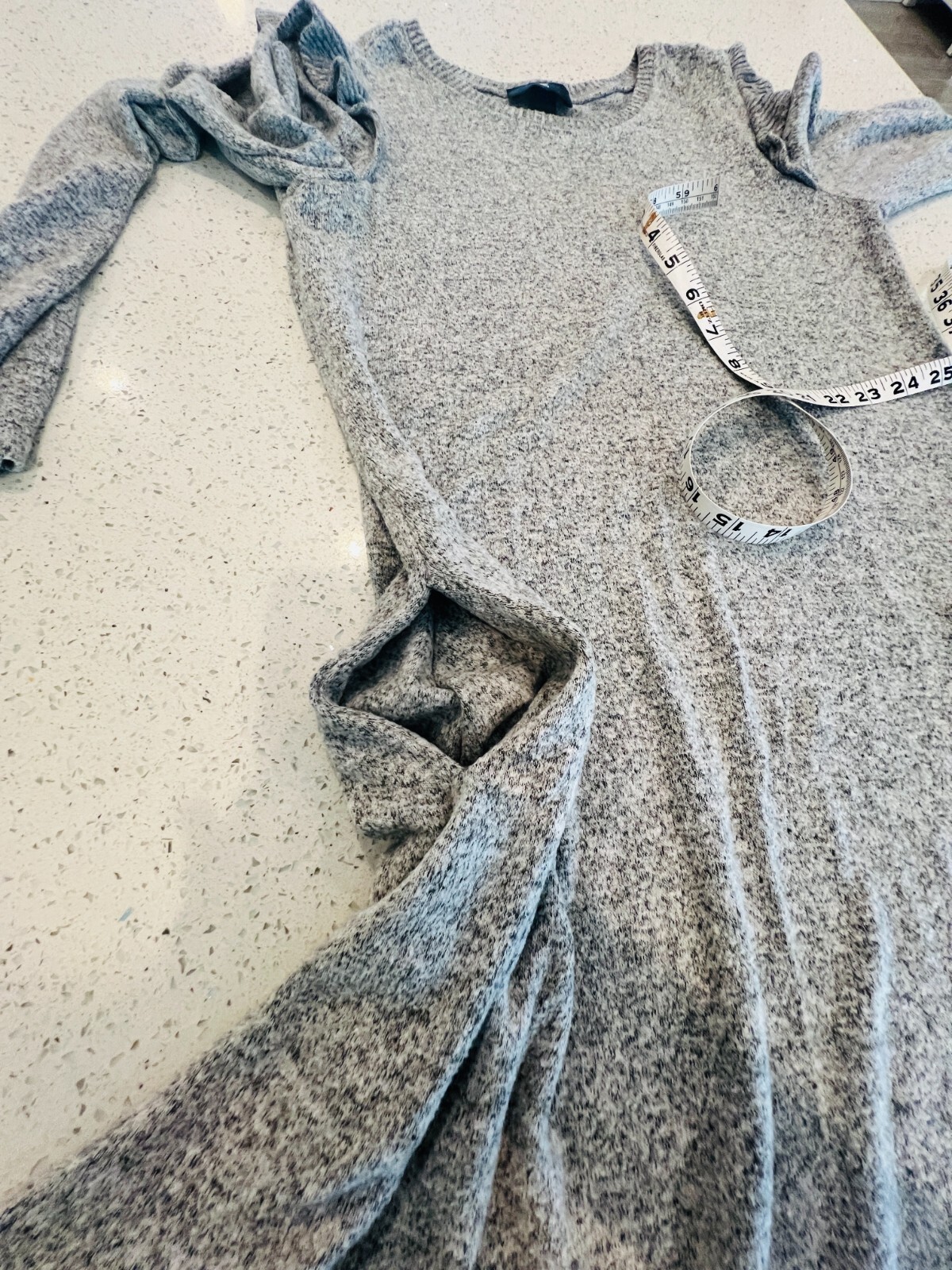Iz Byer Soft Ruffle Sleeve Sweater Dress Gray EUC