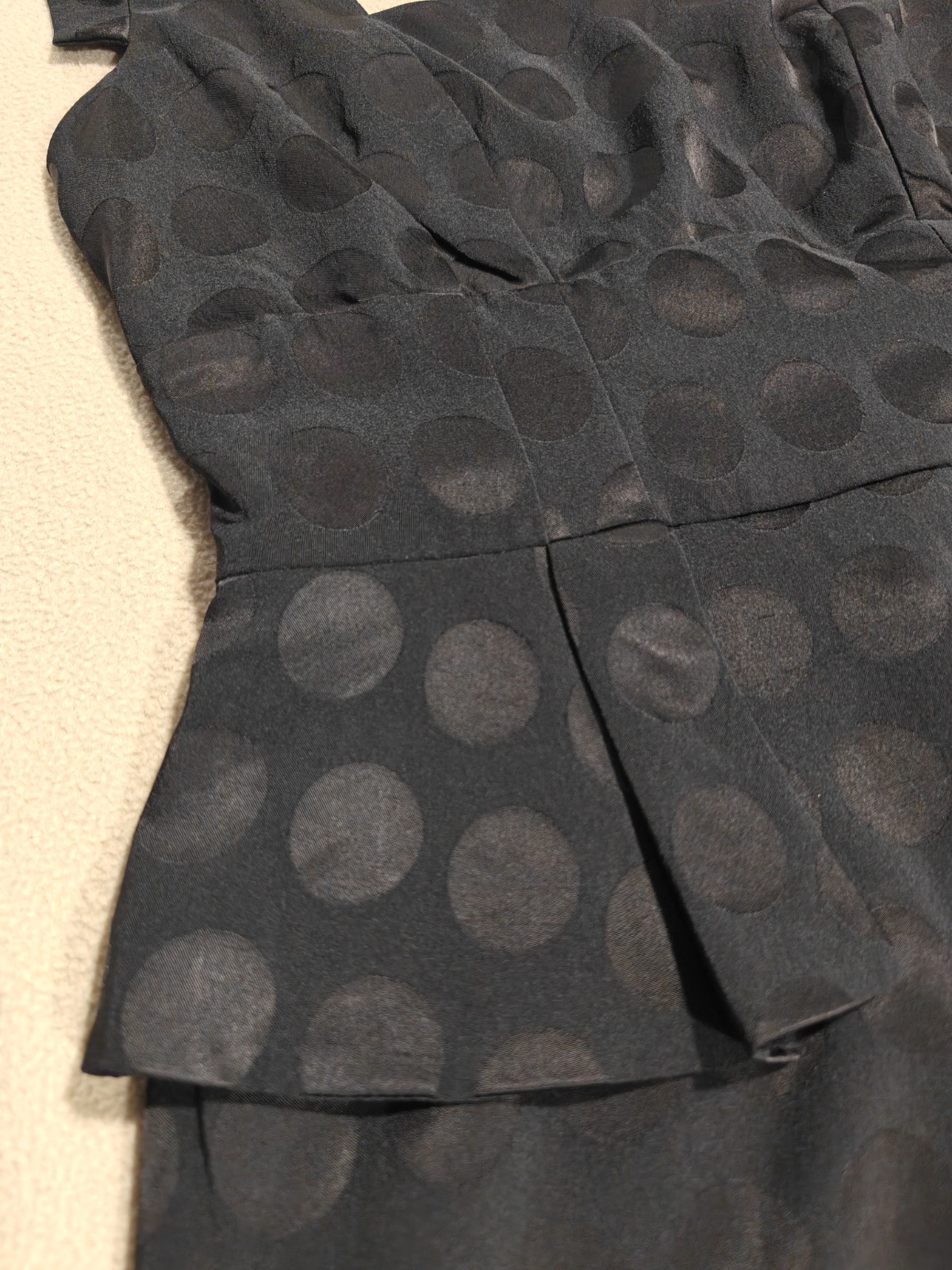 Size 12 M&S Marks and Spencer Black Polka Dot Peplum Pencil Formal Dress