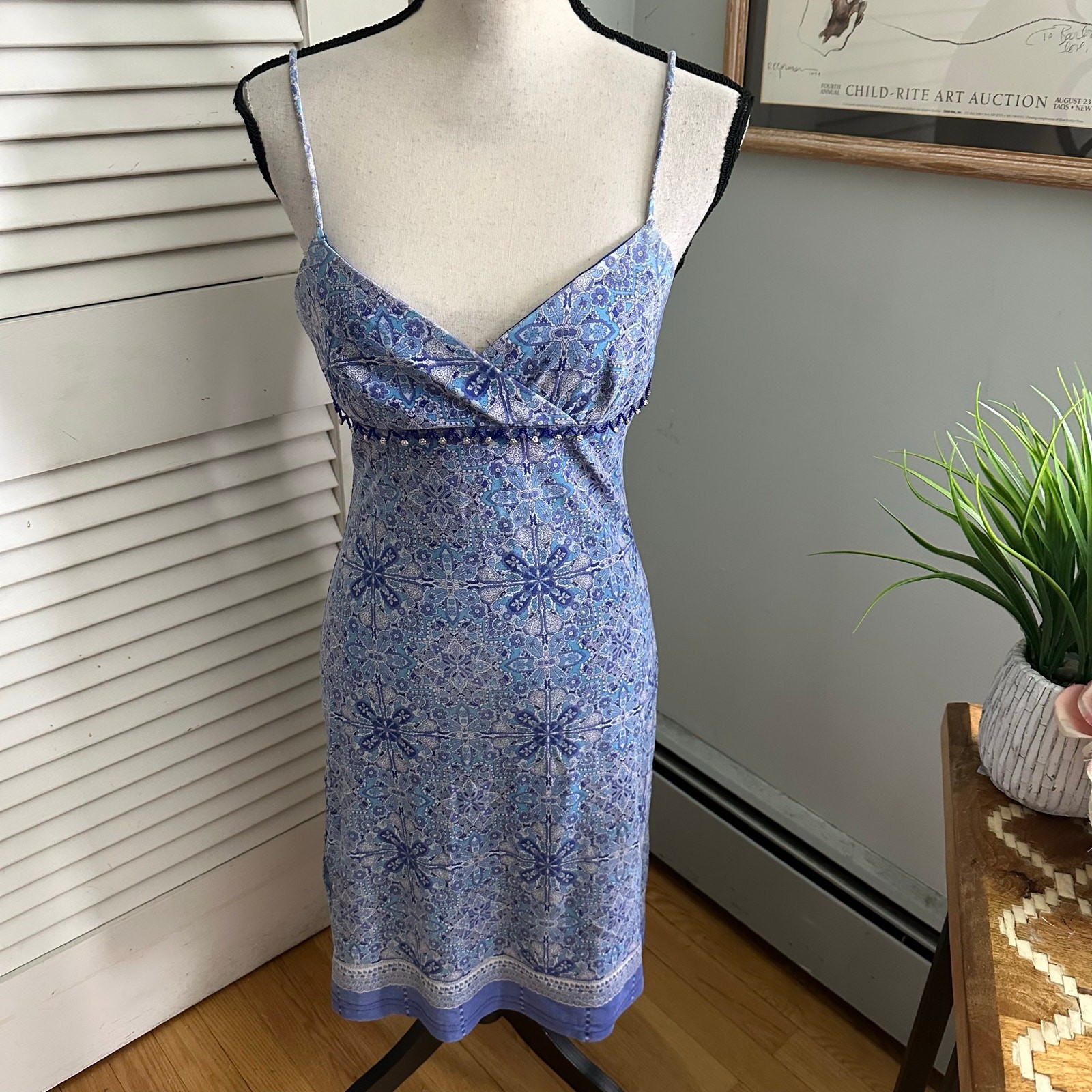 Vintage La Belle Dress Medium Blue Babydoll Y2K Strappy Indie Sleaze Grunge