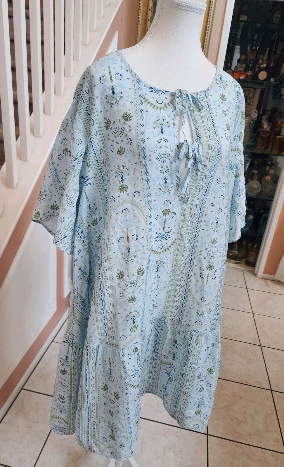 NWT BELLE ISLE BY TORRID Blue Palms Short Sleeve Popover Mini Dress Sz 2 2X 18