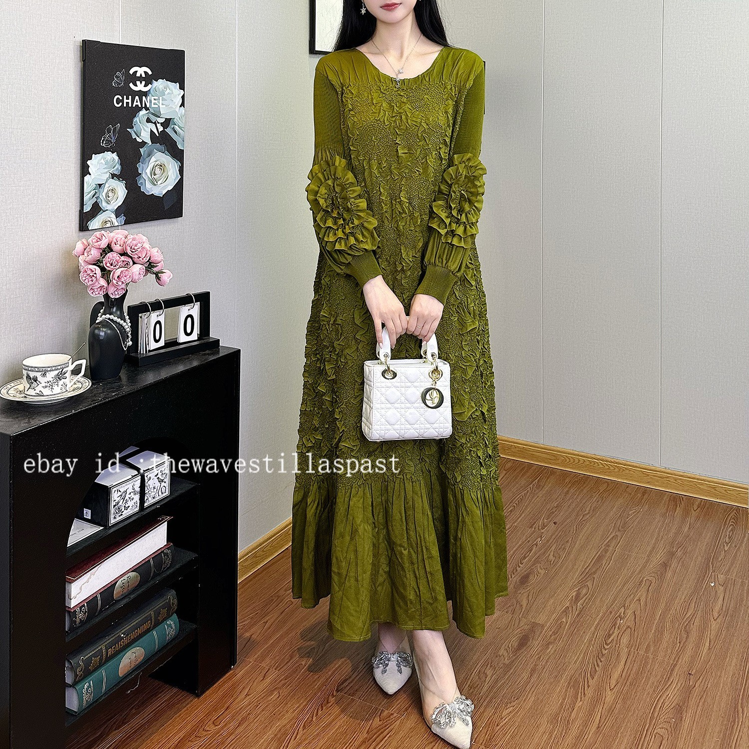 Fashion Dress Design Round Neck Lantern Sleeves Loose Large Size Fishtail Skirt