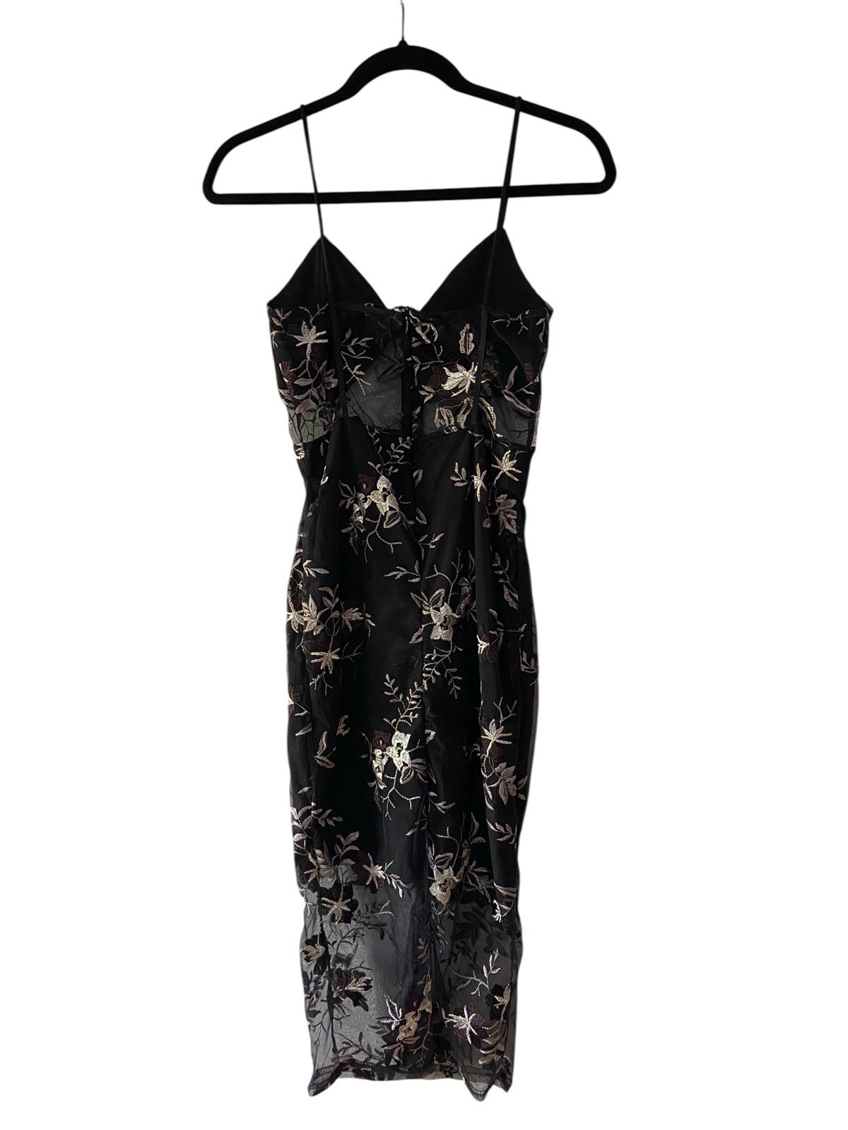 Witchy Dark Fairy Mesh Embroidered Midi Dress Size 4 Black Whimsygoth Missguided