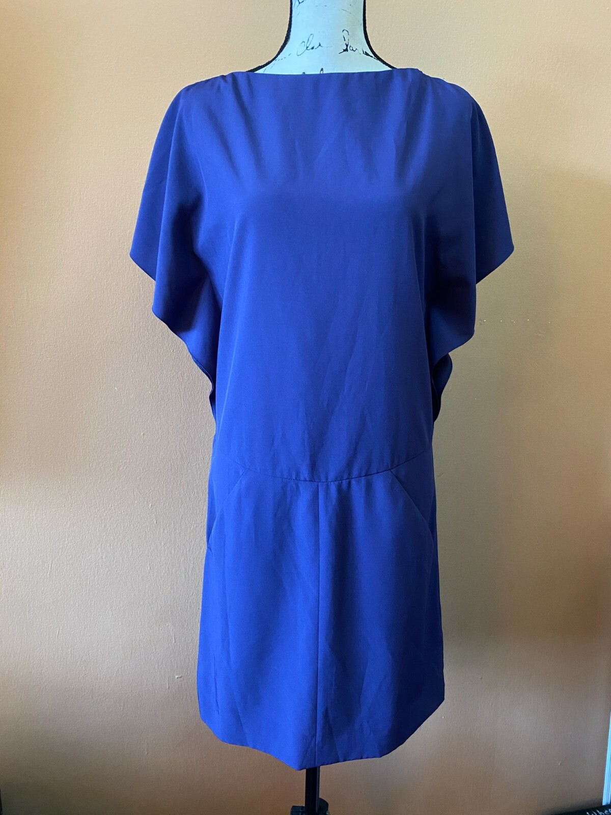 Cacharel Purple Batwing Sleeve Crepe Dress Size 6