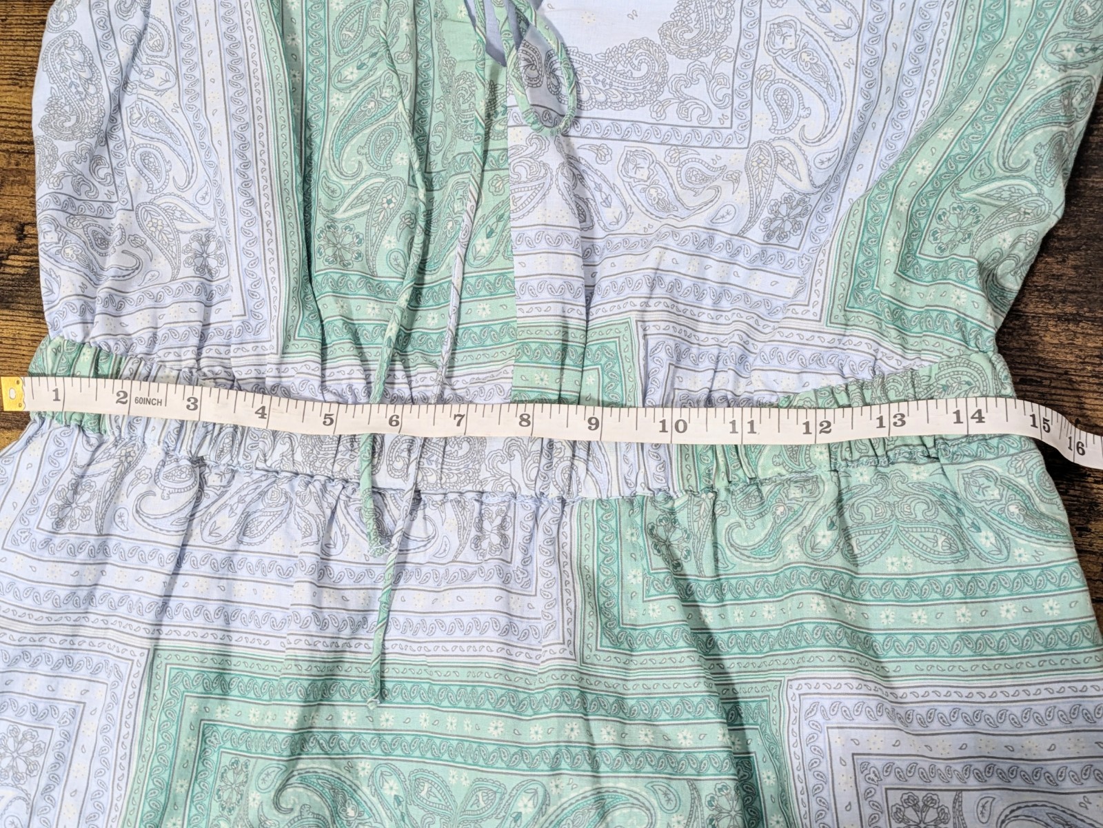 Universal Thread Tie-Front Maxi Dress Green Blue Paisley SMALL Resort Vacation