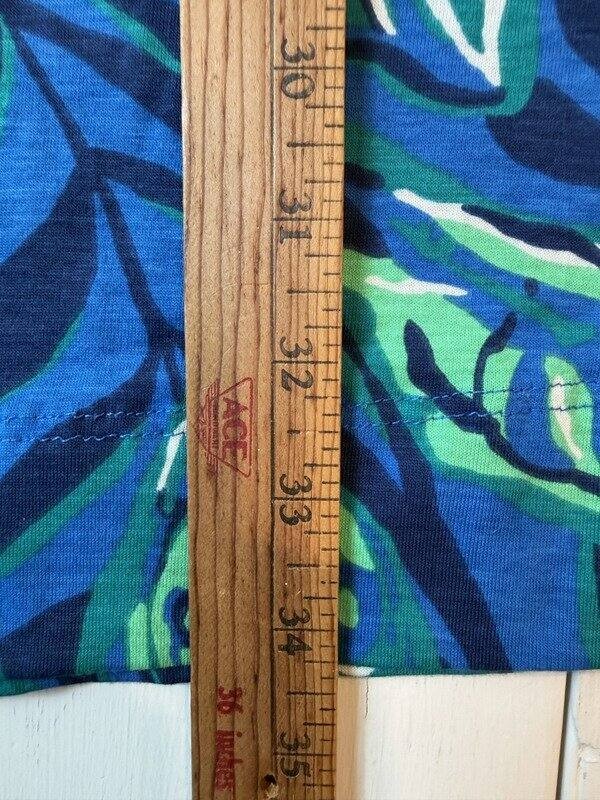 Lilly Pulitzer Elianna Blue Green Leaf Print Cotton Dress Bracelet Sleeve XL