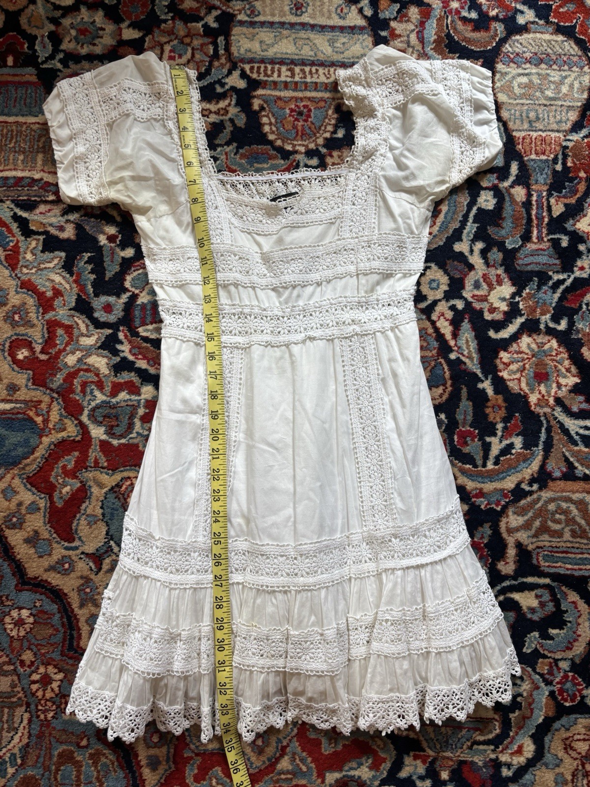 Victoria’s Secret White Lace Square-Neck Mini Dress, Sz 6