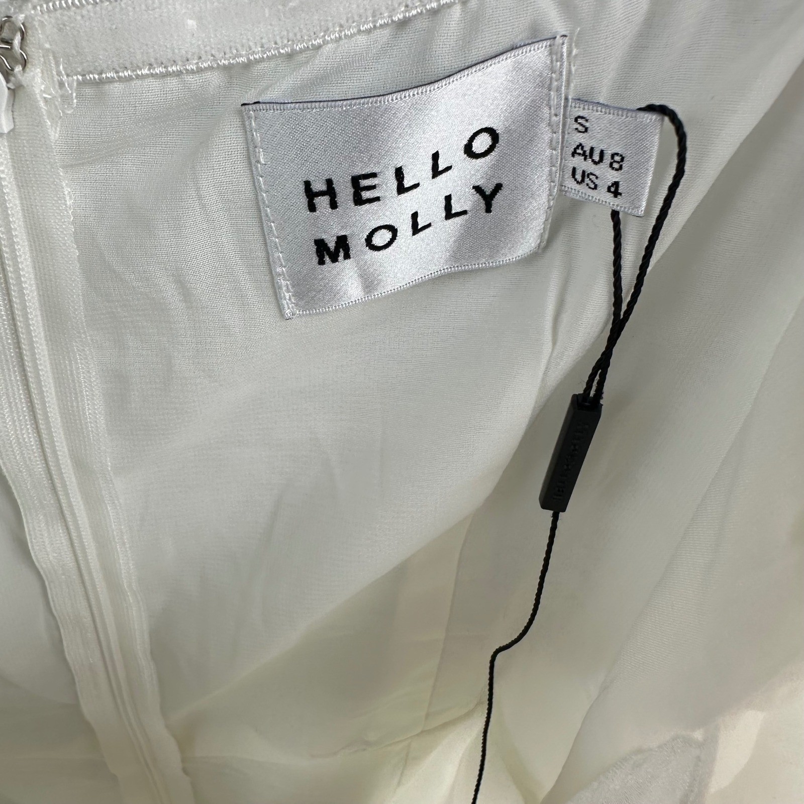 Hello Molly Silent Night White Tie Puff Sleeve Mini Dress Small US 4 Milkmaid