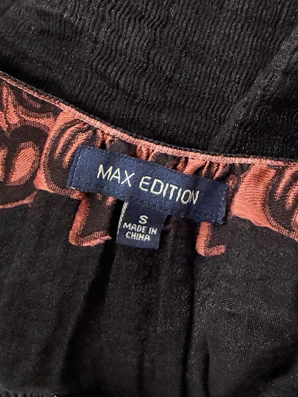 MAX EDITION Jacquard Smocked Top Fit-and-Flare dress Black /Coral Size S/M