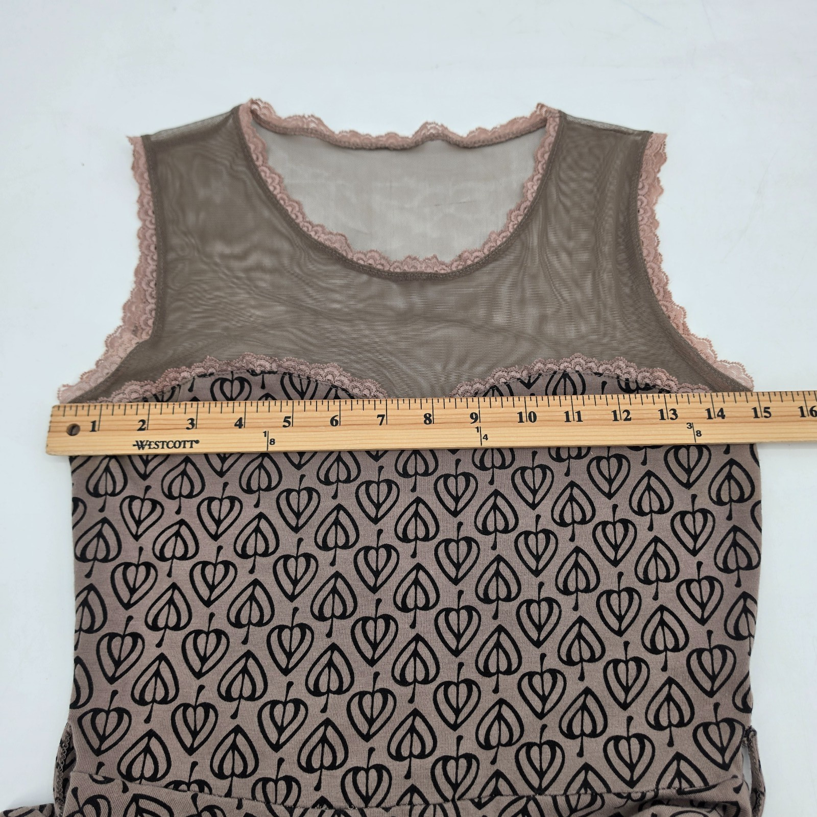 Effies Heart Modcloth Fit Flare Jackie Dress Size Small Brown Leaf Sheer Top
