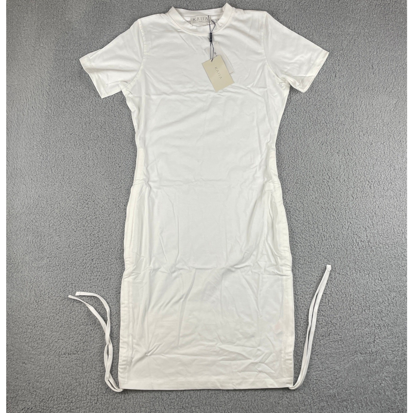 Kaiia Women’s US 6 White Polyester Cotton Elastane Bodycon Mini T-Shirt Dress