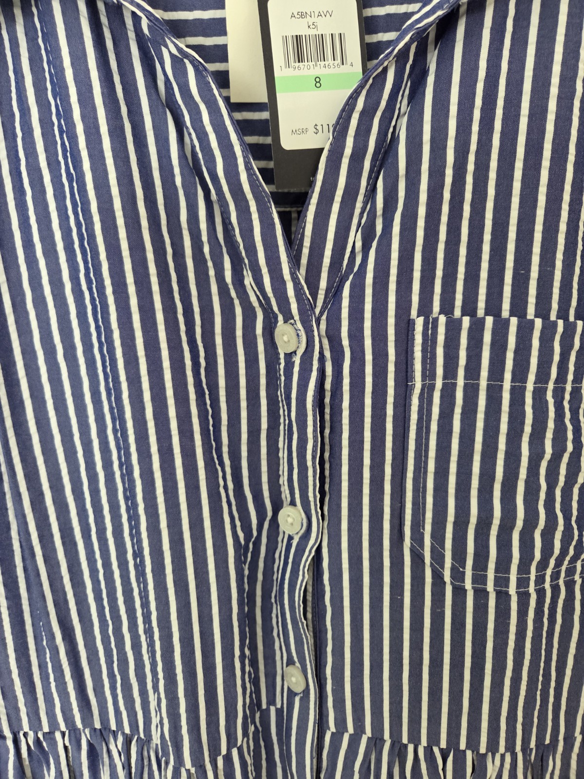Tommy Hilfiger Blue And White Striped Tiered Dress Size 8 NEW