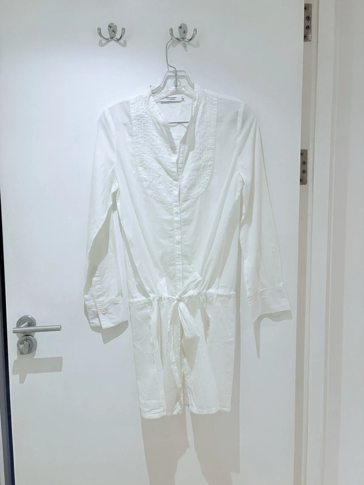 Comptoir des Cotonniers cotton white tunic dress with drawstring waist size 40