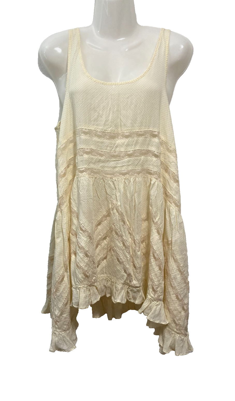 Intimately Free People Voile Lace Trapeze Slip Dress Tunic Ruffled Boho Flowy MM