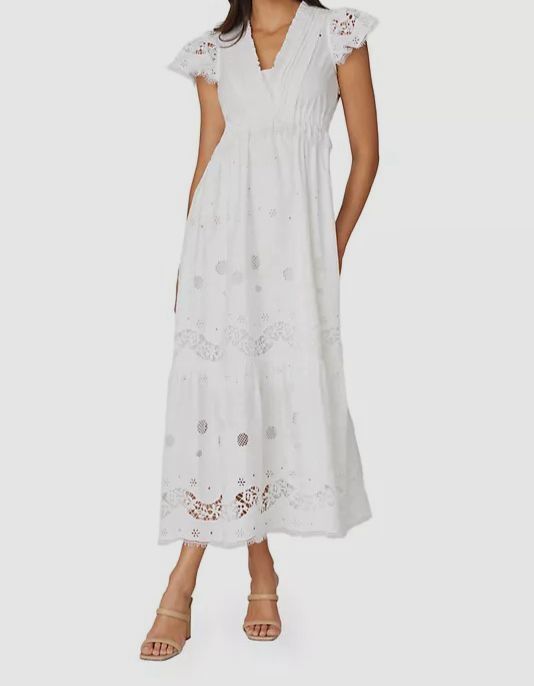 Shoshanna Women’s White Varah Eyelet Midi Dress Size 10